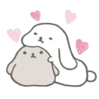 💓 lapin, mignon, kawaii, coeurs, animaux, dessin animé, amitié, bunny whatsapp sticker