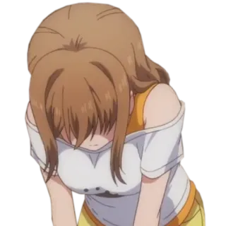 😓 anime girl, sad, emotional, cartoon, manga, female, brunette telegram sticker