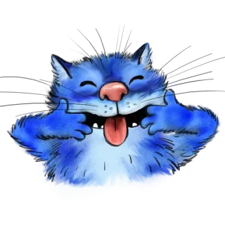 😝 gatto blu, cartone animato, gatto, divertente, sciocco telegram sticker