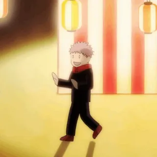 🎱 Yuji Itadori Jujutsu Kaisen Anime, Manga, Penyihir, Berjalan, Tersenyum, Festival telegram sticker
