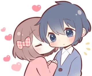 ❤ Мультфильм, Аниме, Пара, Любовь, Сердечки, Милый, Отношения telegram sticker