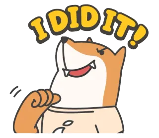 😎 I DID IT! cachorro, celebração, sucesso, conquista, positivo, desenho animado telegram sticker
