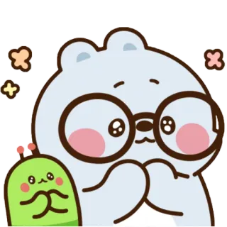 🥺 dễ thương, gấu, hoạt hình, kawaii, kính, thân thiện telegram sticker