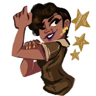 💪 femme, doigt d'honneur, étoiles, dessin animé, geste offensant telegram sticker