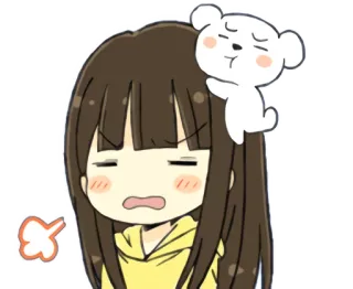 😑 โกรธ, รำคาญ, หมี, การ์ตูน, ผู้หญิง, ภาพประกอบ, น่ารัก, สติกเกอร์ telegram sticker