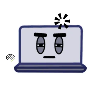 😑 laptop, computer, emoji, tired, cartoon telegram sticker