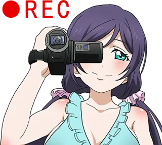 📹 REC Anime, Dziewczyna, Kamera wideo, Nagrywanie, REC telegram sticker