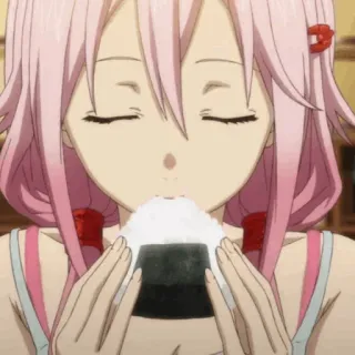 🌸 Anime, Dziewczyna, Onigiri, Jedzenie, Słodkie, Jedzenie telegram sticker