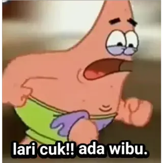 🏃‍♂ Patrick Star SpongeBob SquarePants lari cuk!! ada wibu. patrick estrela, bob esponja, desenho animado, indonésio, correndo, engraçado, meme telegram sticker
