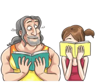 📖 読書, 本, 男性, 女性, 勉強 whatsapp sticker