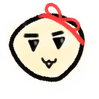 🙂 schattig, gezicht, cartoon, tekening, personage, rode strik, kawaii telegram sticker