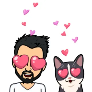 😍 bitmoji, kucing, hati, cinta, kartun, stiker whatsapp sticker