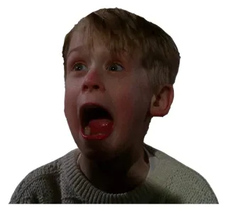 😮 Kevin McCallister Home Alone assustado, gritando, criança, filme, engraçado, esqueceram de mim whatsapp sticker