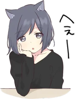😕 へえー anime, cat girl, cute, manga telegram sticker