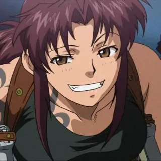 😏 Revy Black Lagoon Anime, Mädchen, Waffe, Pistole, Action, Cartoon whatsapp sticker