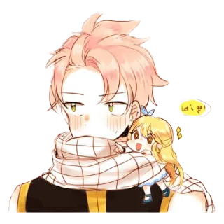 🙈 Natsu Dragneel Fairy Tail Let's go! Anime, Fairy Tail, Natsu Dragneel, Lucy Heartfilia, Chibi, Fofo whatsapp sticker