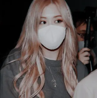 😊 kpop, rosa, cantora, mulher, máscara, retrato telegram sticker