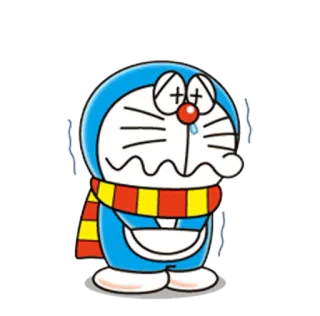 😓 Doraemon ドラえもん, 漫画, アニメ, 寒い, 悲しい, 病気, マフラー whatsapp sticker