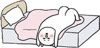 😌 coniglio, dormire, carino, kawaii, cartone animato, letto, pigro telegram sticker