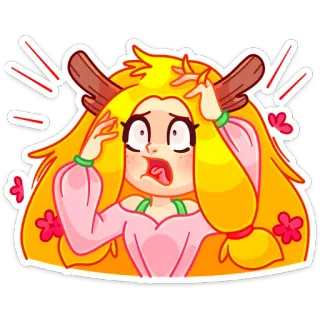 😱 Dibujo animado, Pegatina, Ciervo, Rubia, Shock, Frustración telegram sticker