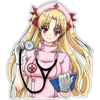 ⛑ infirmière, animé, manga, stéthoscope, santé, rose, dessin animé telegram sticker