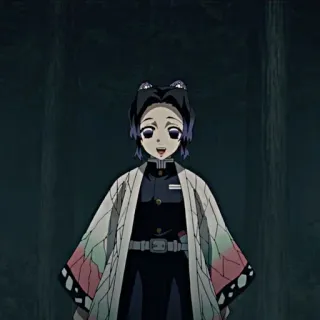 😀 Shinobu Kocho Demon Slayer 애니메이션, 귀멸의 칼날, 코쵸우 시노부, 캐릭터, 나비, 만화 telegram sticker