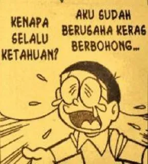 😩 Nobita Doraemon KENAPA SELALU KETAHUAN? AKU SUDAH BERUSAHA KERAS BERBOHONG... cartoon, sad, crying, anime, manga, nobita, doraemon whatsapp sticker