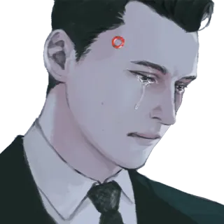 😭 Connor Detroit: Become Human android, crying, cyberpunk, robot telegram sticker