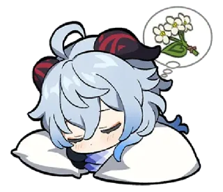 😴 Ganyu anime, game, sleeping, genshin impact, cute, flowers telegram sticker