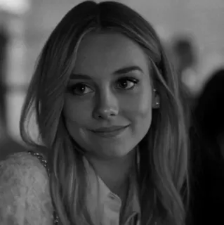 ➰ femme, noir et blanc, portrait, cheveux blonds, souriant whatsapp sticker