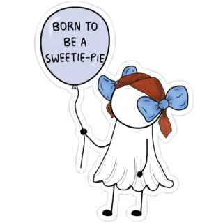 😎 BORN TO BE A SWEETIE-PIE Desenho animado, Balão, Fofo, Doce, Menina, Criança whatsapp sticker