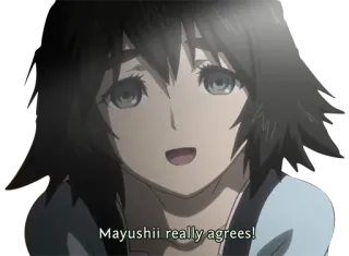 👍 Mayuri Shiina Steins;Gate Mayushii really agrees! Anime, Personaje, Steins;Gate, Mayuri Shiina, Aprobación, lindo telegram sticker