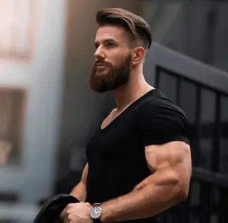 📎 man, beard, fitness, muscle, bodybuilder, model, shirt, portrait telegram sticker