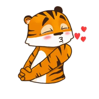 😘 tygrys, zwierzę, słodki, kreskówka, całus, miłość, serca telegram sticker