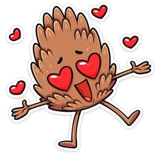 😍 шишка, мультфильм, сердце, любовь, счастье, каваий telegram sticker