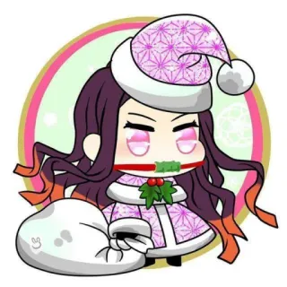 🎅 Nezuko Kamado Demon Slayer Anime, Nezuko, Demon Slayer, Noël, Kawaii, Chibi whatsapp sticker