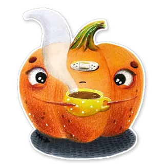 🤧 abóbora, halloween, café, outono, outono, fofo, adesivo telegram sticker