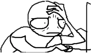 😔 stick figure, meme, stressed, computer, worried telegram sticker
