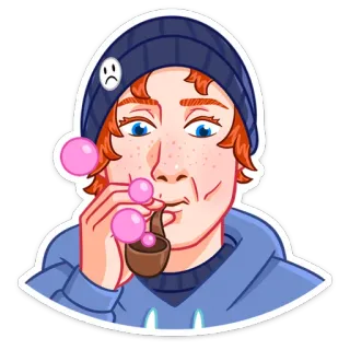🚬 hoạt hình, tẩu, bong bóng, người đàn ông, chân dung, mũ, tàn nhang telegram sticker