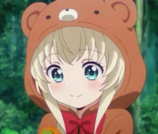 😊 Anime, Ragazza, Orso, Felpa con cappuccio, Carino, Chibi, Kawaii telegram sticker