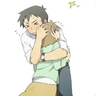 ☹️ hug, affection, anime, cartoon, couple telegram sticker