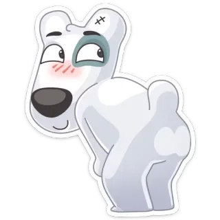 🍑 chien, dessin animé, autocollant, animal, mignon, blanc, personnage telegram sticker