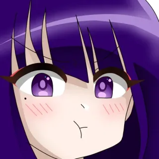 😠 chica anime, pelo morado, linda, sonrojo, anime, manga telegram sticker