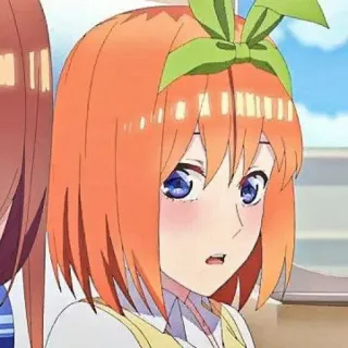🧩 Yotsuba Nakano The Quintessential Quintuplets Anime, Mignon, Écolière, Yotsuba Nakano, Ruban Vert telegram sticker