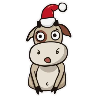 😧 牛, クリスマス, ホリデー, 漫画, 動物, ステッカー, かわいい, イラスト telegram sticker
