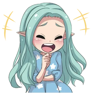 💗 เอลฟ์, น่ารัก, การ์ตูน, อนิเมะ, ผู้หญิง, คาวาอิ telegram sticker