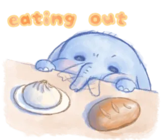 🍯 eating out essen, elefant, bao, brot, süß telegram sticker