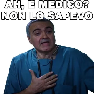 👨‍⚕️ AH, È MEDICO? NON LO SAPEVO docteur, stéthoscope, médical, surprise, italien whatsapp sticker