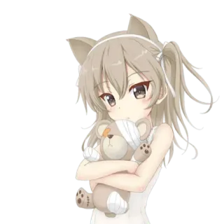 😶 Anime, Gadis, Kawaii, Lucu, Beruang teddy, Telinga telegram sticker