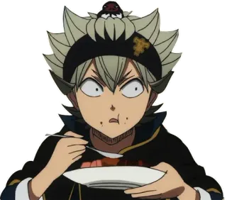 😳 Asta Black Clover 애니메이션, 먹방, 충격, 캐릭터, 아스타 telegram sticker
